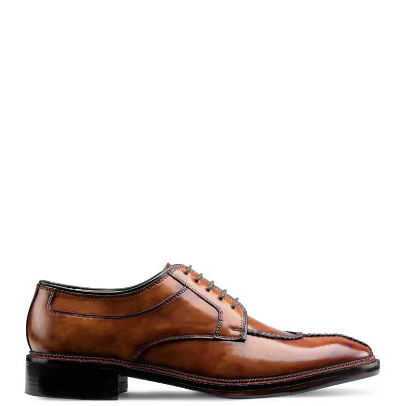 Polished Shiny Leather Split Toe Derby Shoe
