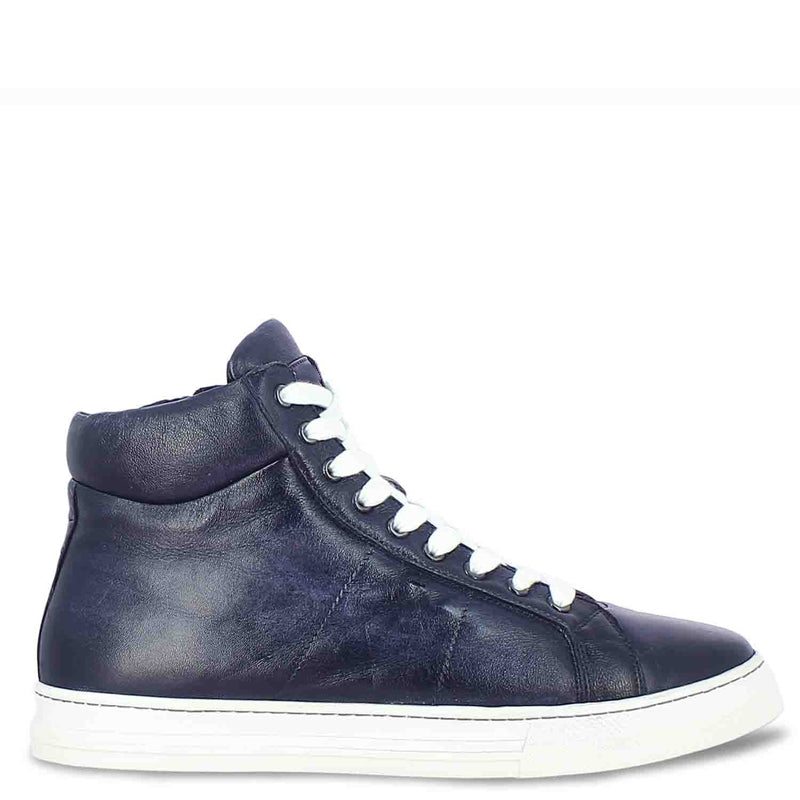 Lace-Up Leather Handcrafted Blue Sneaker