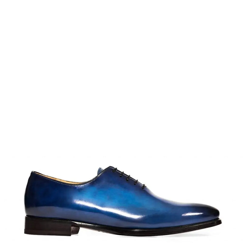 Classic Plain Solid Shiny Leather Oxford Blue Shoe