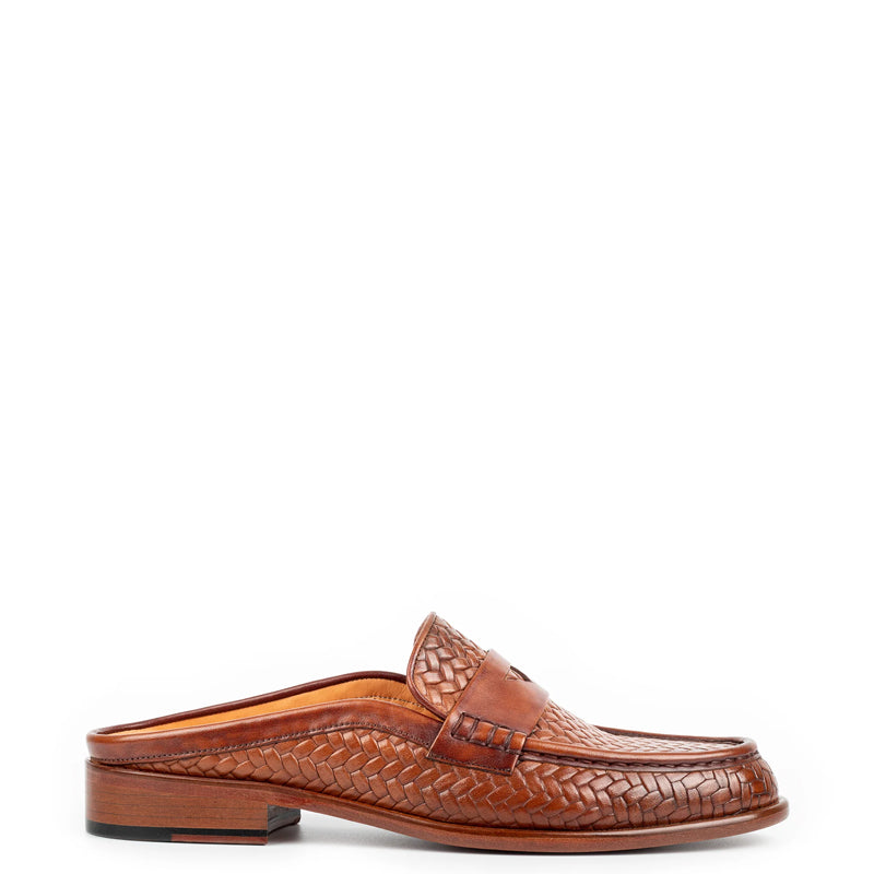 Men Handmade Solid Leather Tan Mule