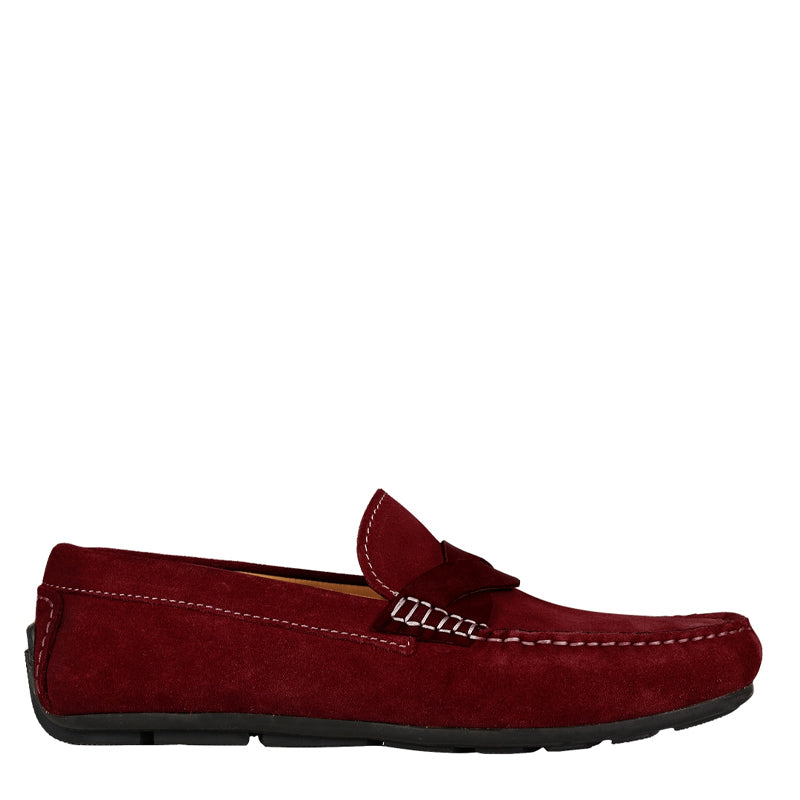 Penny Suede Cross Strap Leather Grey Loafer