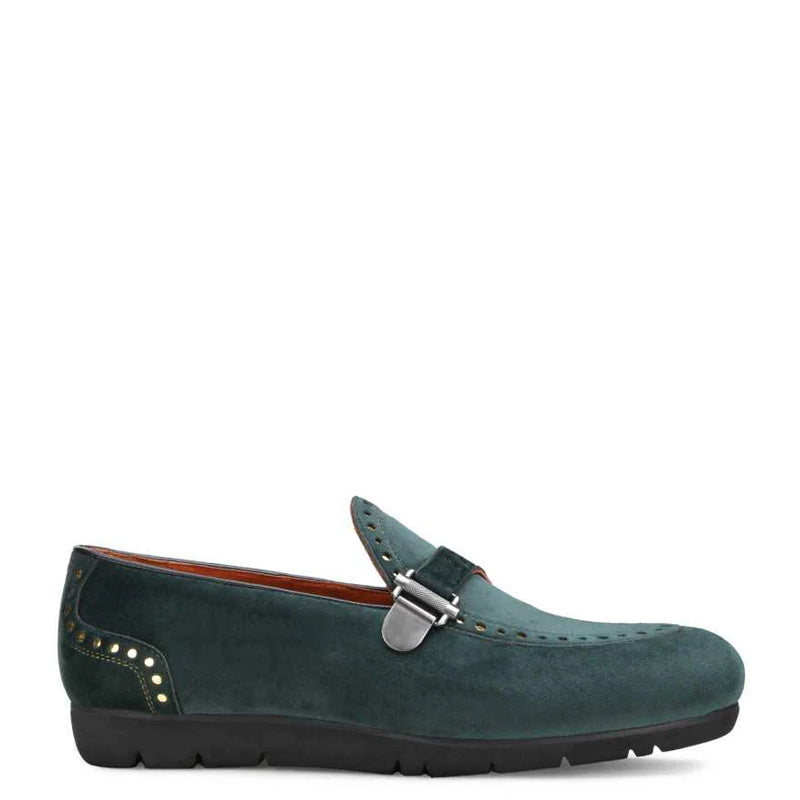 Luxury Design Velvet Suede Buckle Green Loafer