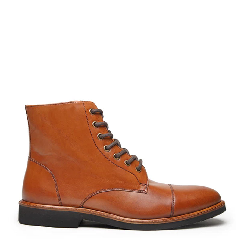 Premium Leather Lace-Up Ankle Black Boot For Men