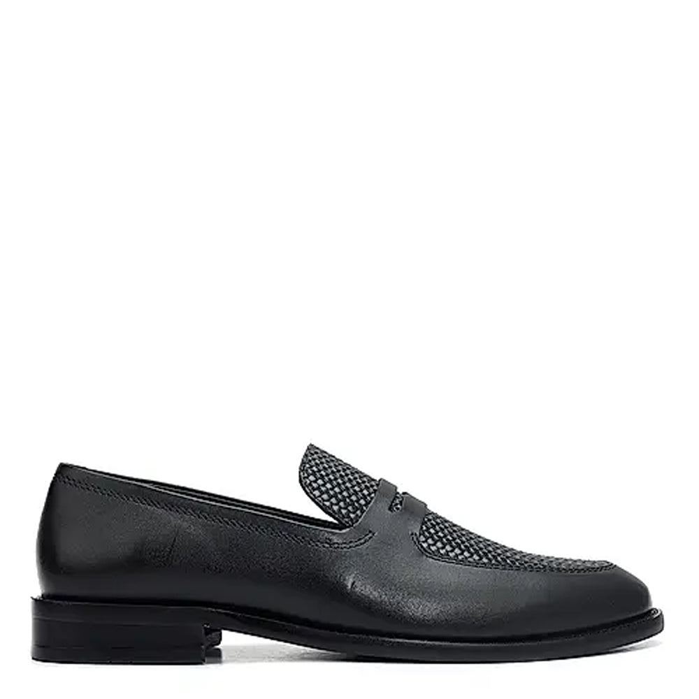 Men Textured Leather Stylish Penny Brown Loafer