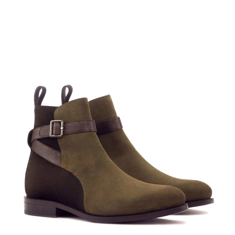 Suede Handmade Custom Leather Brown Burgundy Jodhpur Boot