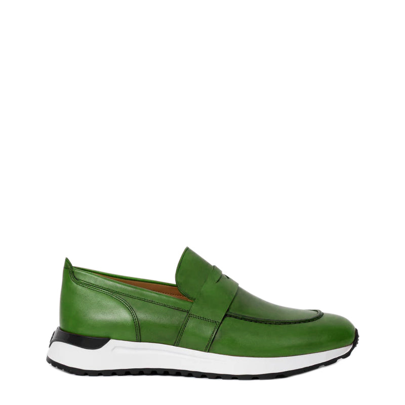 Green Leather Men's Sneakers
