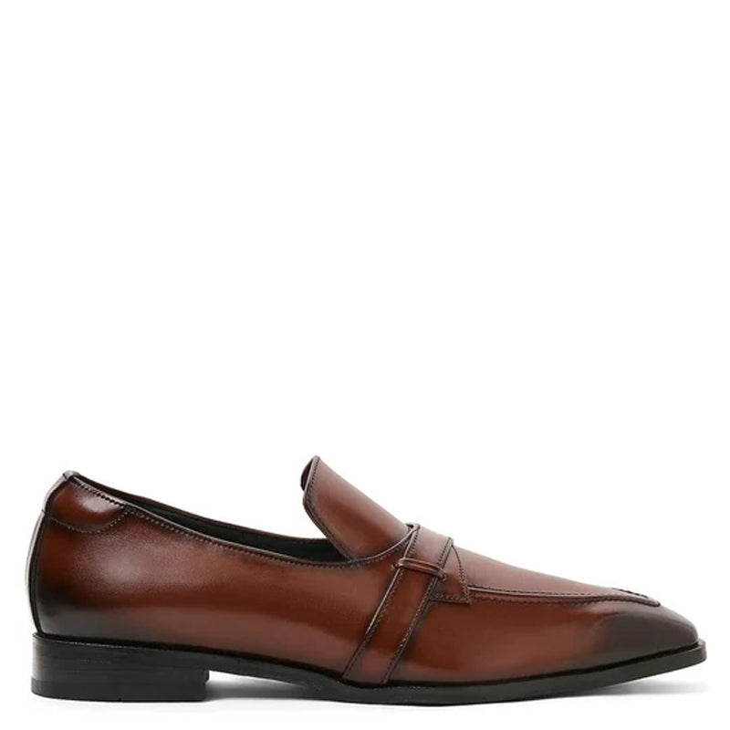 Classic Design Polished Shiny Leather Brown Loafer