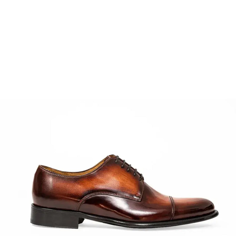Classic Handmade Shiny Leather Oxford Tan Brown Shoe