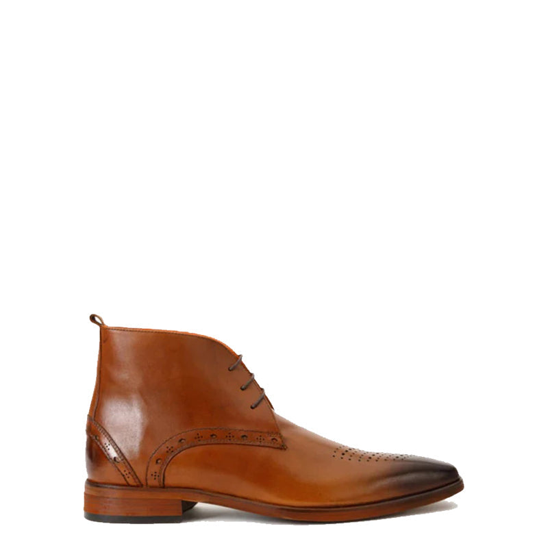 Dessalines Brown Leather Chukka Brogue Boot for Men