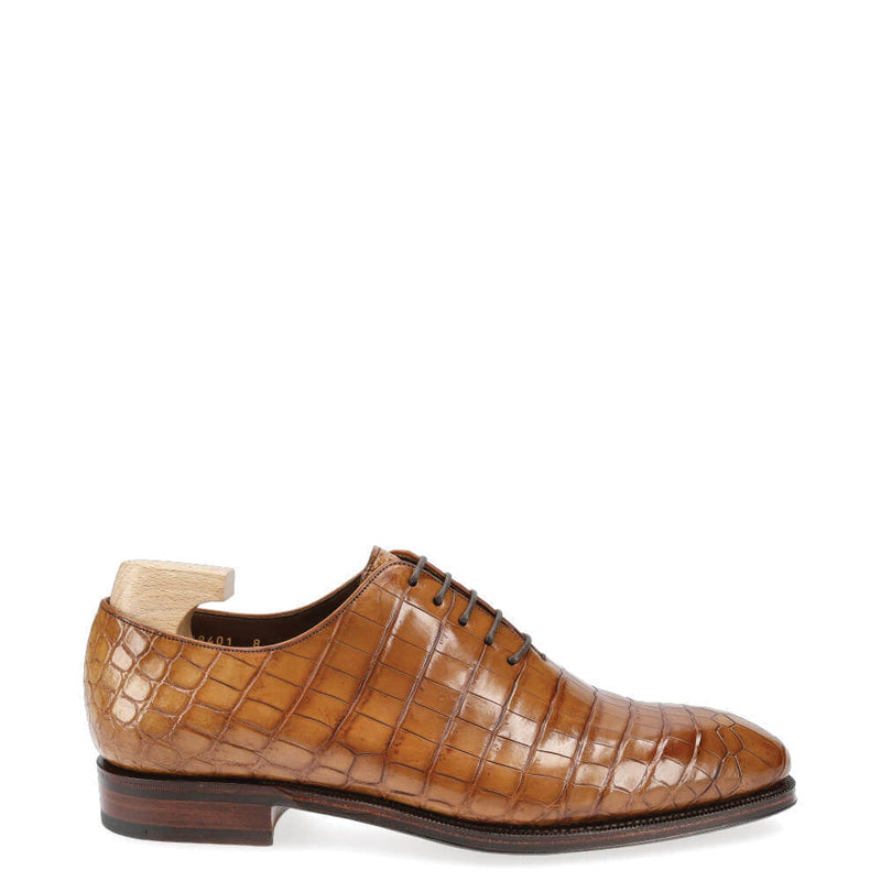Croco Print Wholecut Leather Oxford Shoe