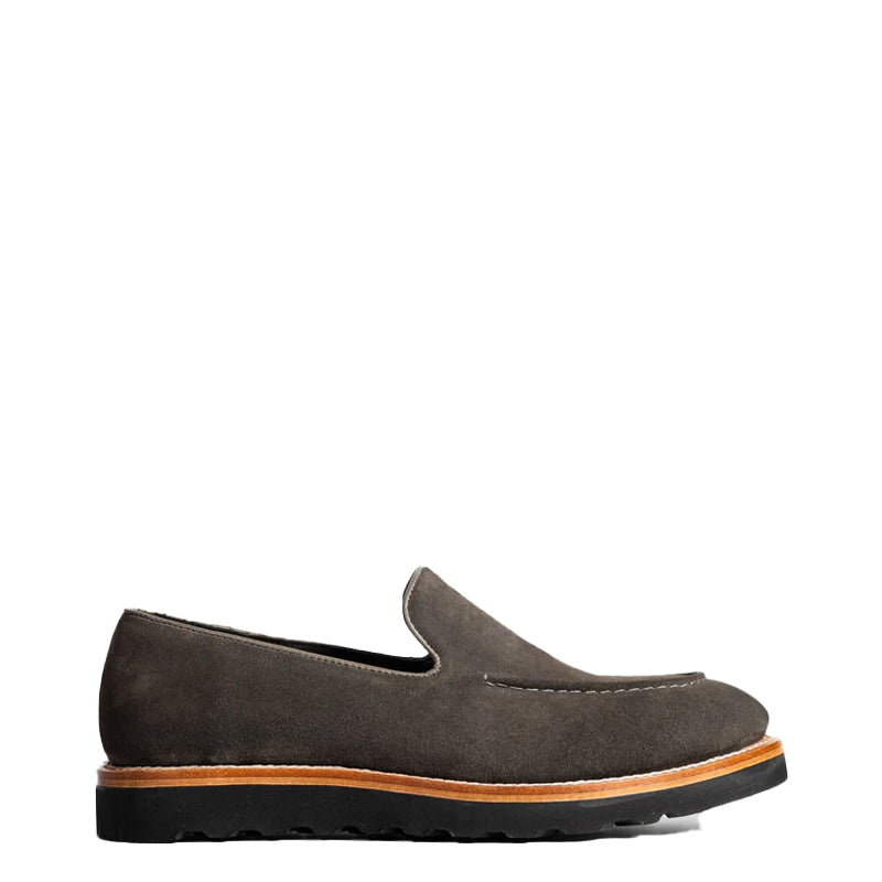 Handmade Suede Leather Grey Loafer For Men