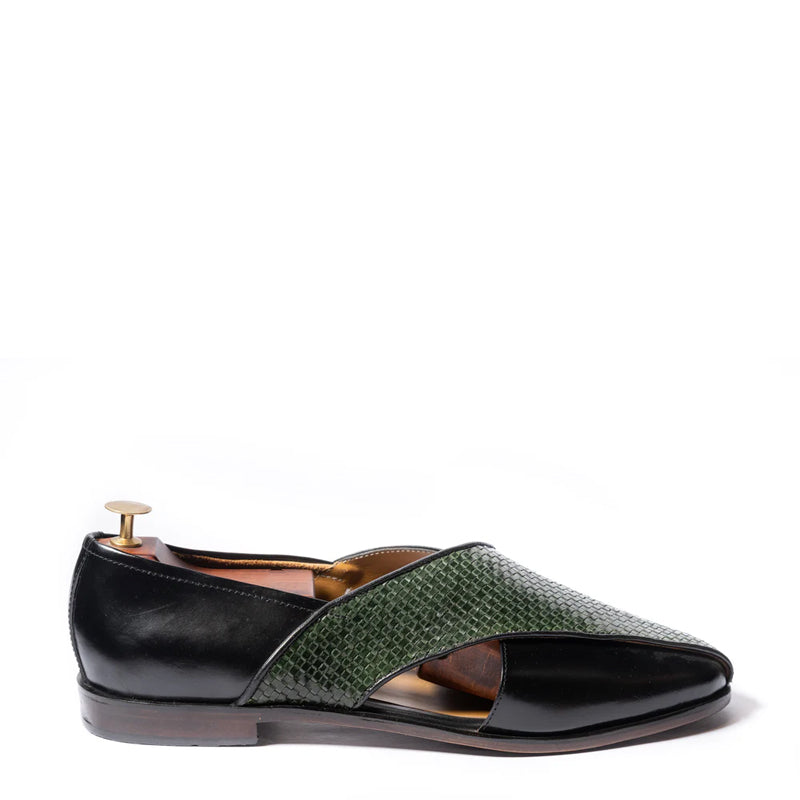Woven Texture Shiny Leather Peshawari Sandal