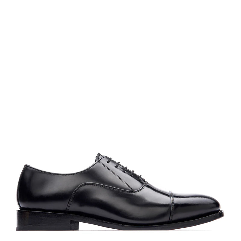 Plain Shiny Leather Cap Toe Oxford Shoes