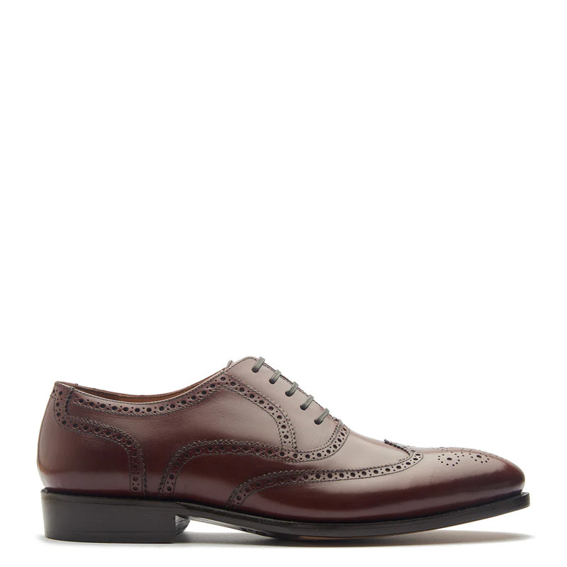 Men Lace-Up Leather Wingtip Oxford Brown Shoe
