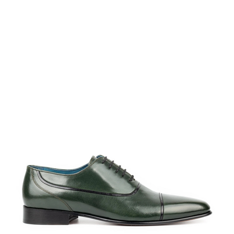 Premium Shiny Leather Lace Up Formal Oxford Green Shoe