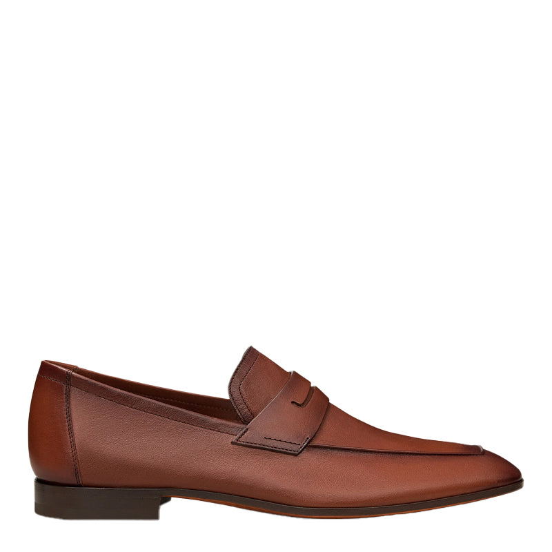 Custom Handmade Plain Leather Brown Loafer