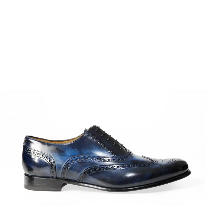Men Wingtip Shiny Leather Oxford Burgundy Shoe