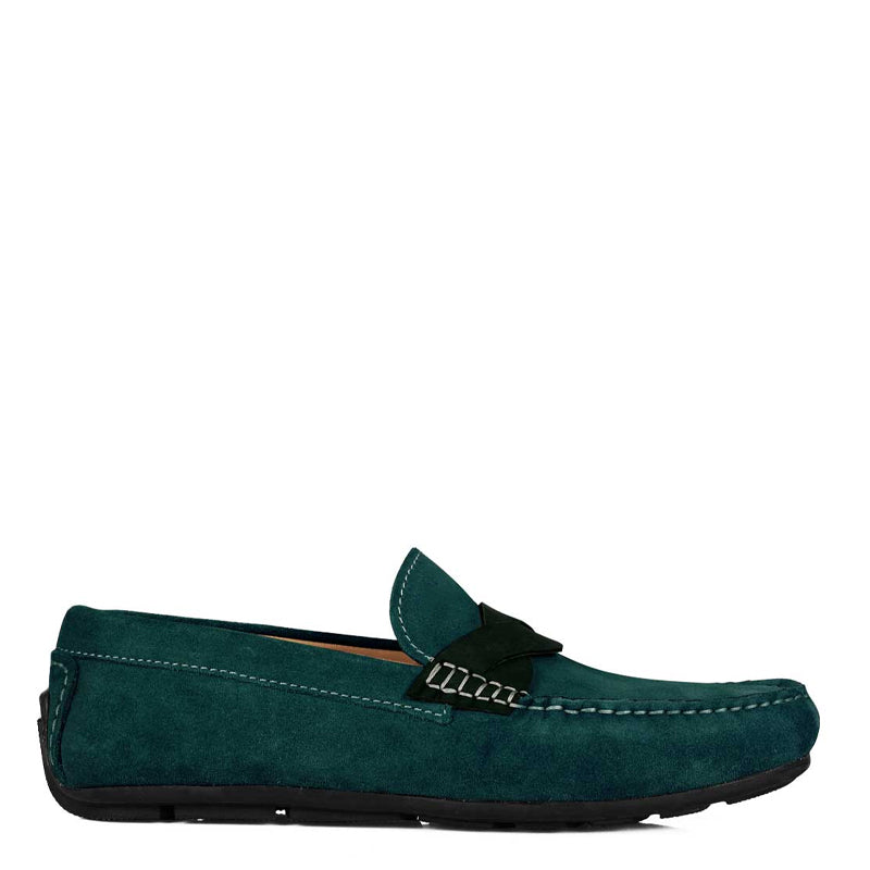 Penny Suede Cross Strap Leather Mustard Loafer