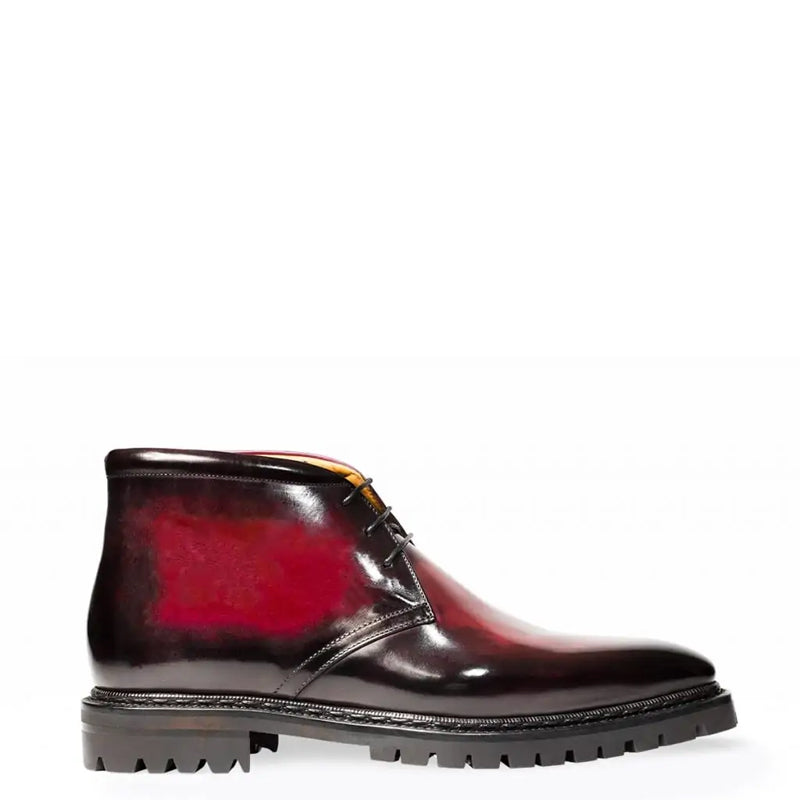 Men Handpainted Solid Leather Chukkas Black Boot