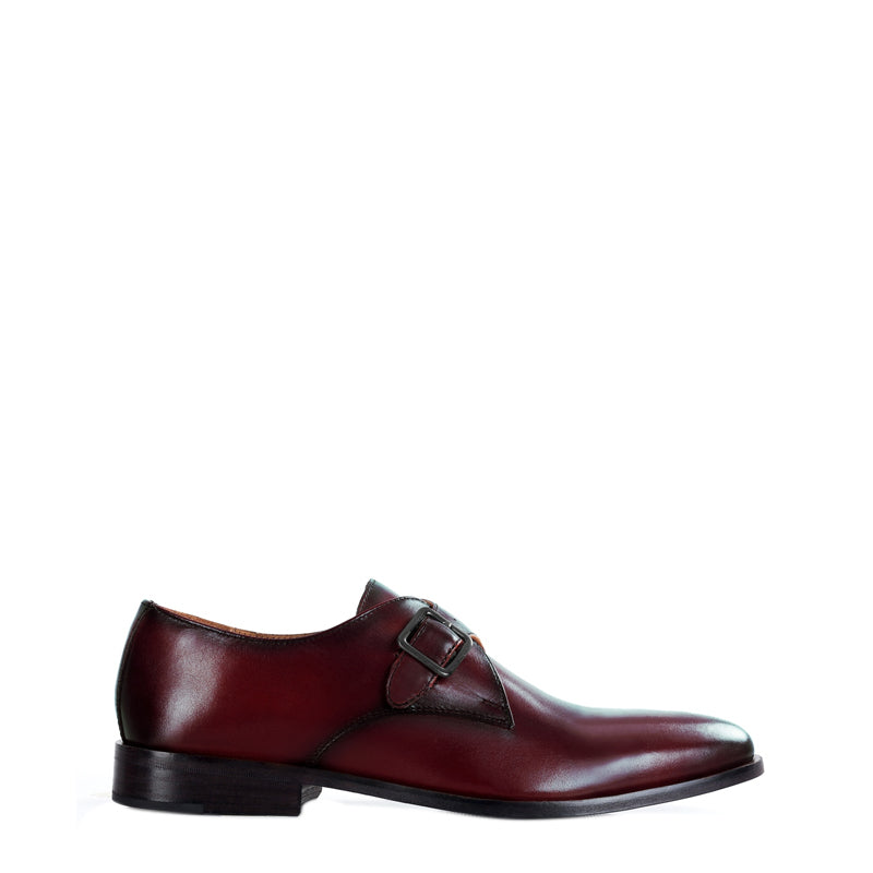 Premium Single Monk Strap Leather Brown Shoe For Men