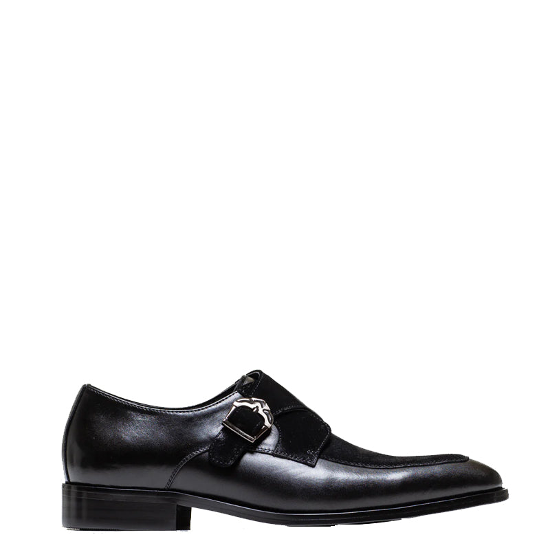 Classic Upper Suede Leather Single MonkStraps Shoe Black