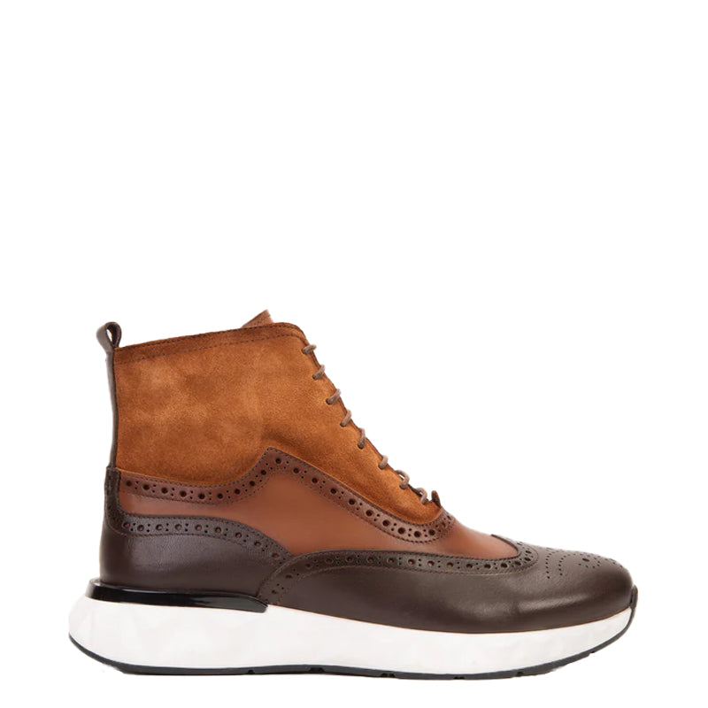 Premium Leather Lace Up Wingtip Brown Boot