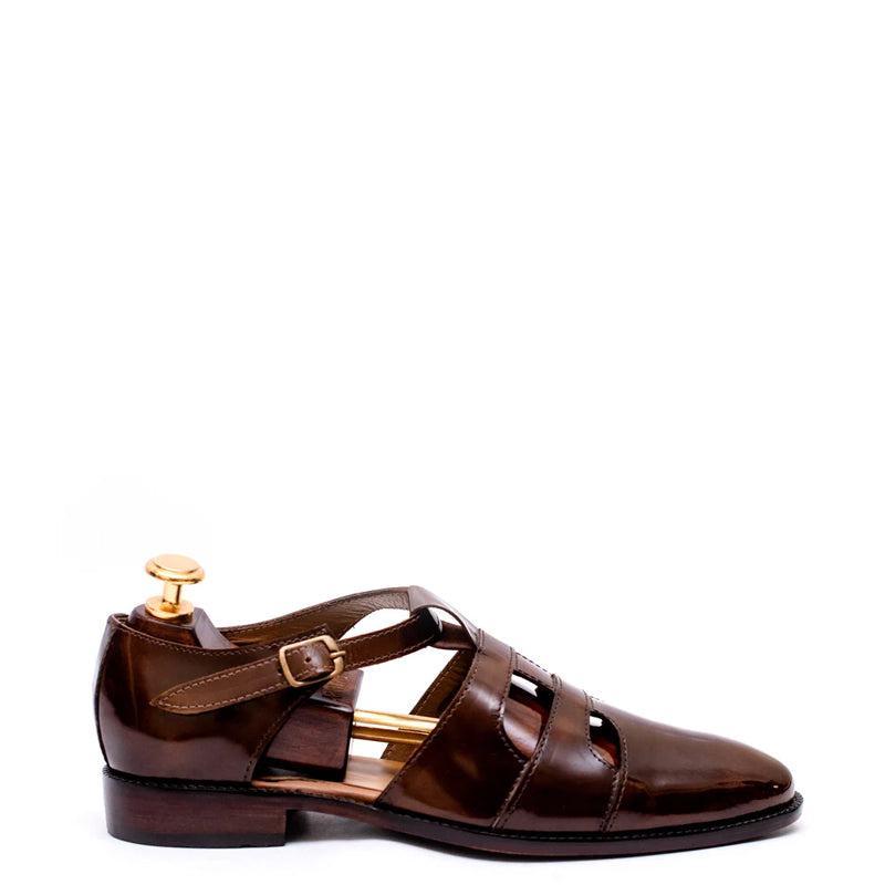 Premium Back Strap Shiny Leather Comfort Sandal