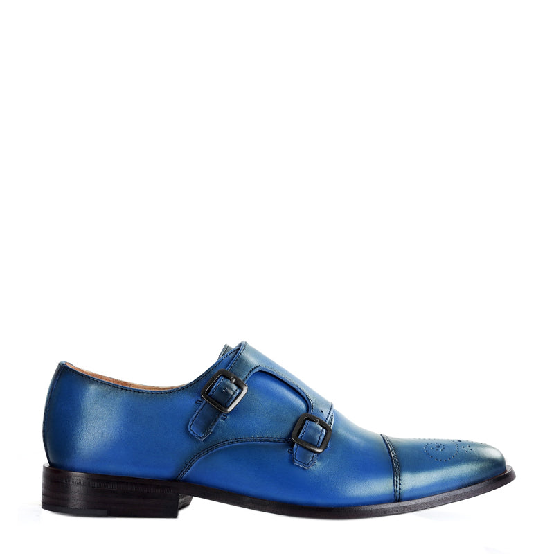 Premium ToeCap Double Monk Strap Tan Leather Shoe