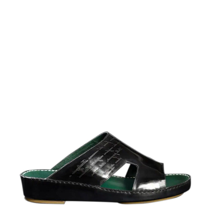 Open Toe Leather Comfort Arabic Black Sandal