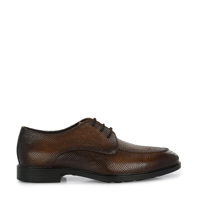 Men Textured Leather Formal Black Derby Shoe
