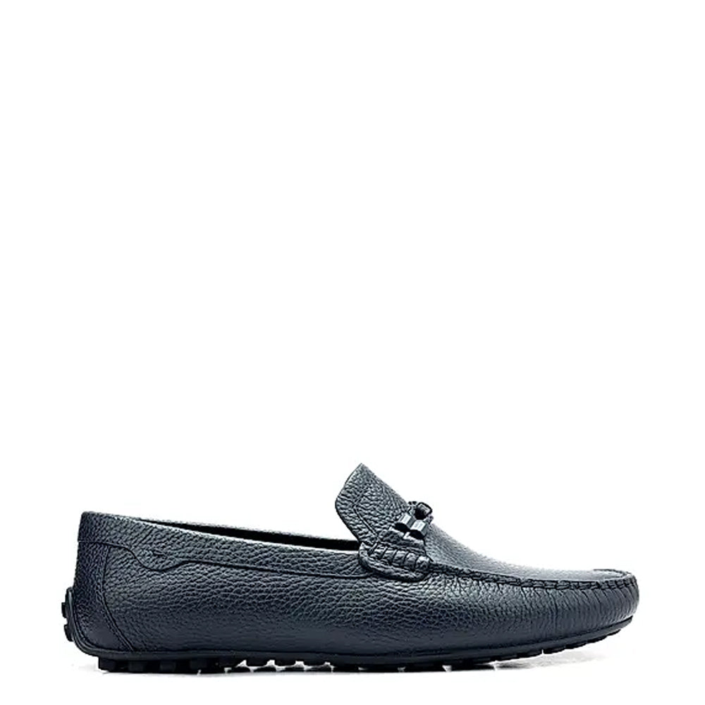Men Textured Leather Driving Olive Green Loafer