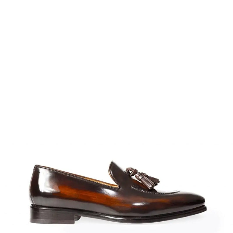 Shiny Leather Pure Tassel Tan Brown Loafer