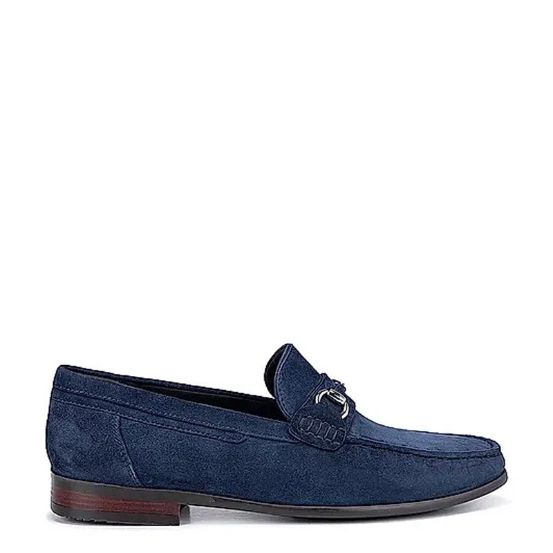 Suede Leather Formal Horsebit Buckled Loafer Burgundy