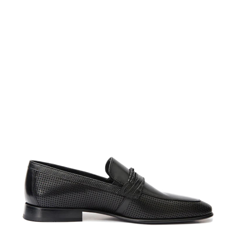 Cavarra Black Leather Loafer Men Shoes