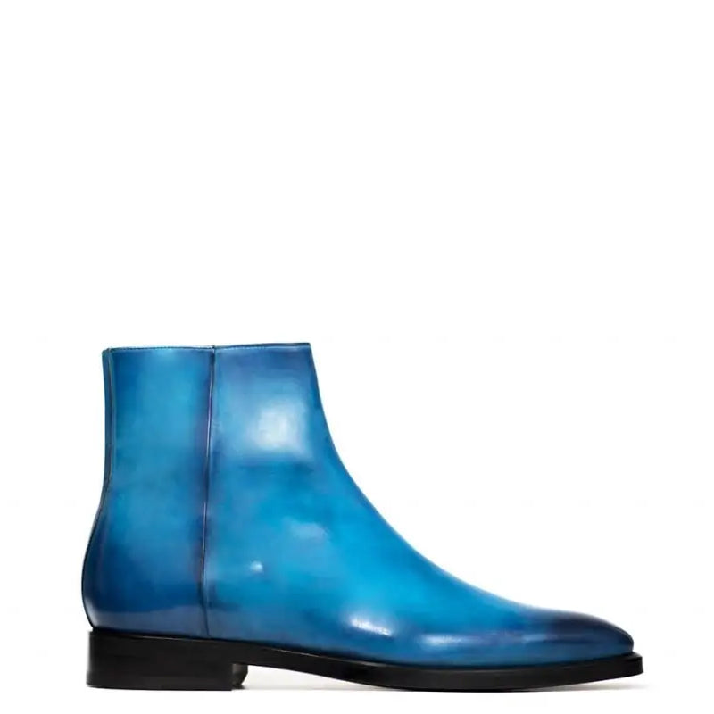 Classic Midnight Shiny Leather Side Zipper Tan Boot