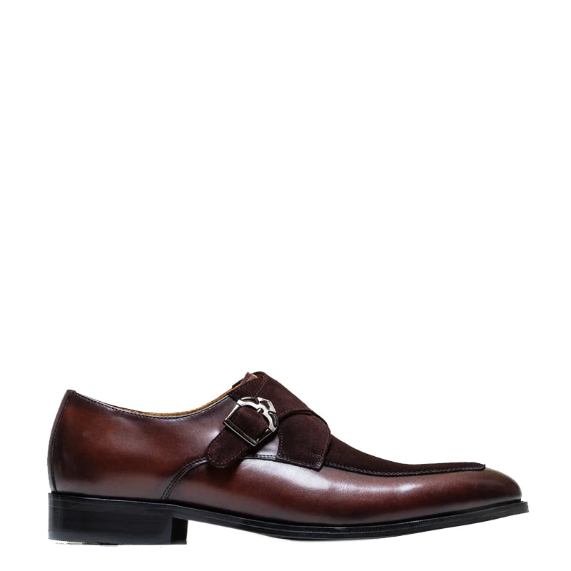 Classic Upper Suede Leather Single MonkStraps Shoe Black