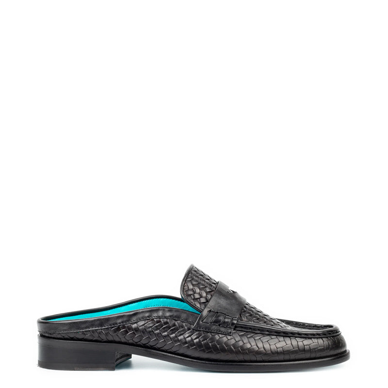 Men Handmade Solid Leather Black Mule