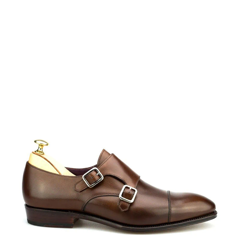 Premium Captoe Leather Double MonkStrap Shoe Burgundy