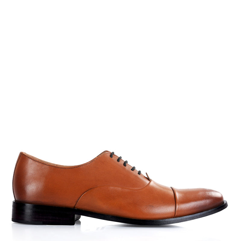 Polished Leather Captoe Plain Oxford Shoe Brown