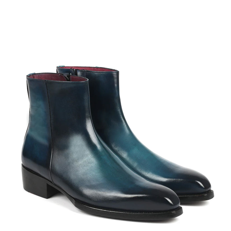 Pure Solid Leather Handmade Side Zipper Boots