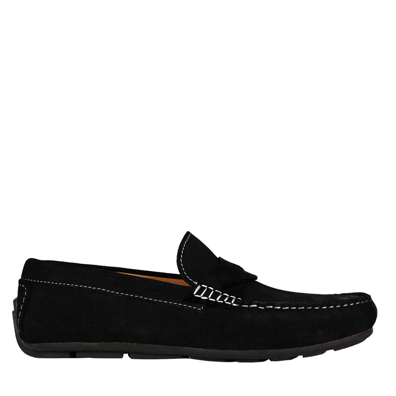 Penny Suede Cross Strap Leather Blue Loafer