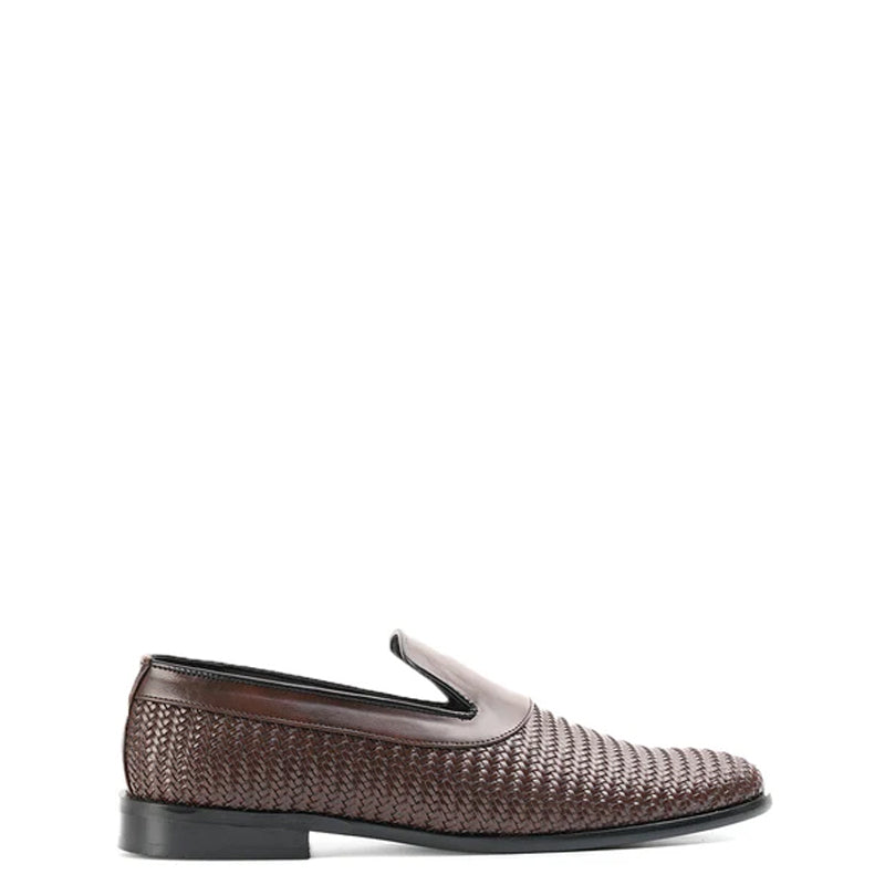 Woven Slip On Leather Loafer For Men
