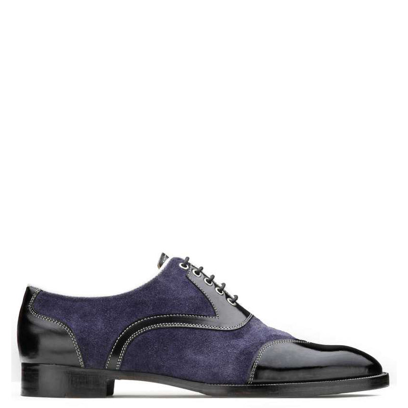 Men Navy Patent Leather Oxford Shoe