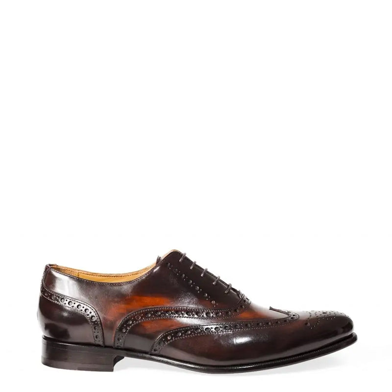 Wingtip Shiny Leather Oxford Tan Brown Shoe