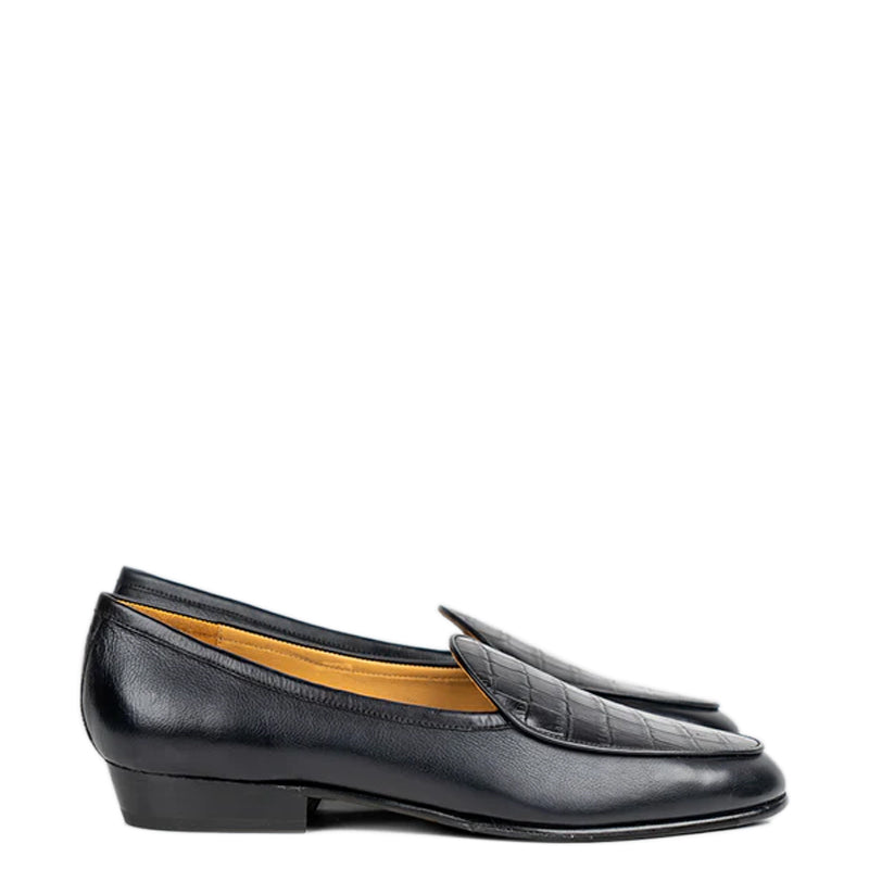 Croco Solid Leather Formal Green Loafer