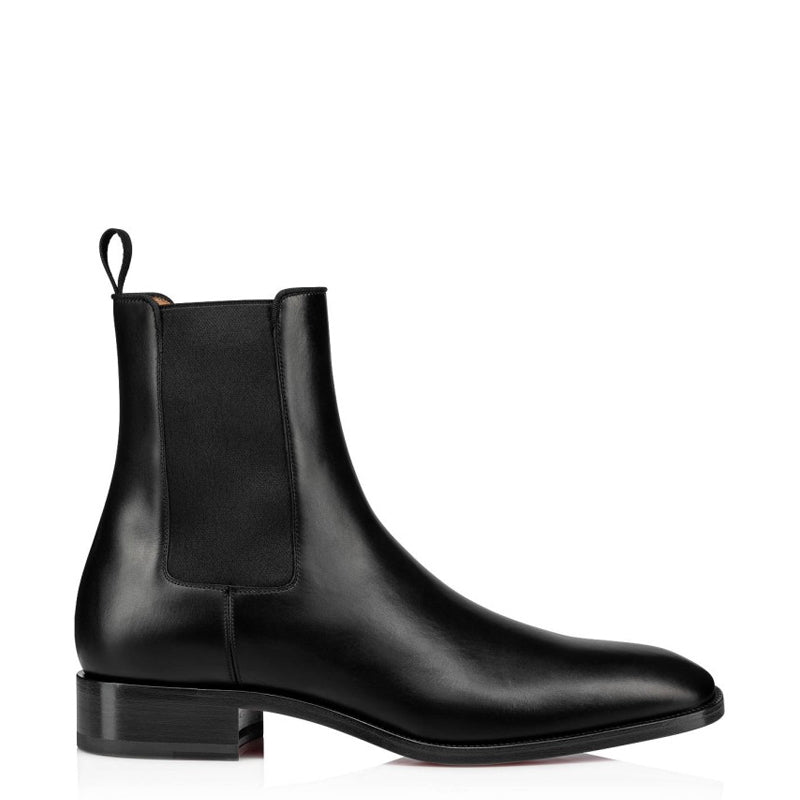 Classic Leather Chelsea Rounded Toe Boot with Low Stacked Heel