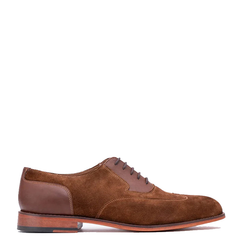 Suede Twin Texture Wingtip Leather Oxford Shoe