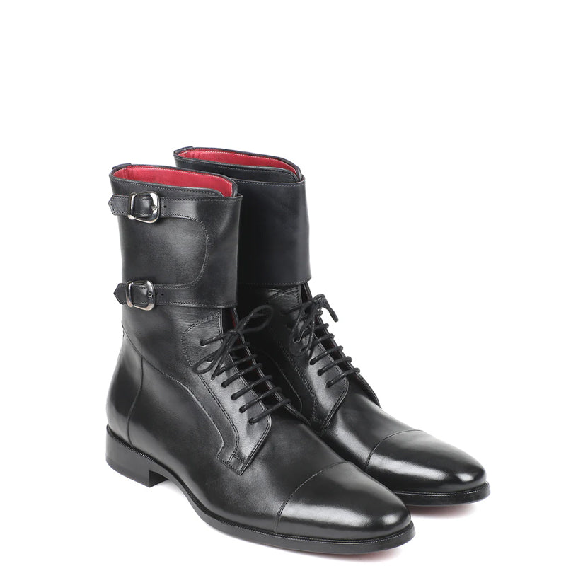 Men Cap-Toe Leather High Ankle Boot