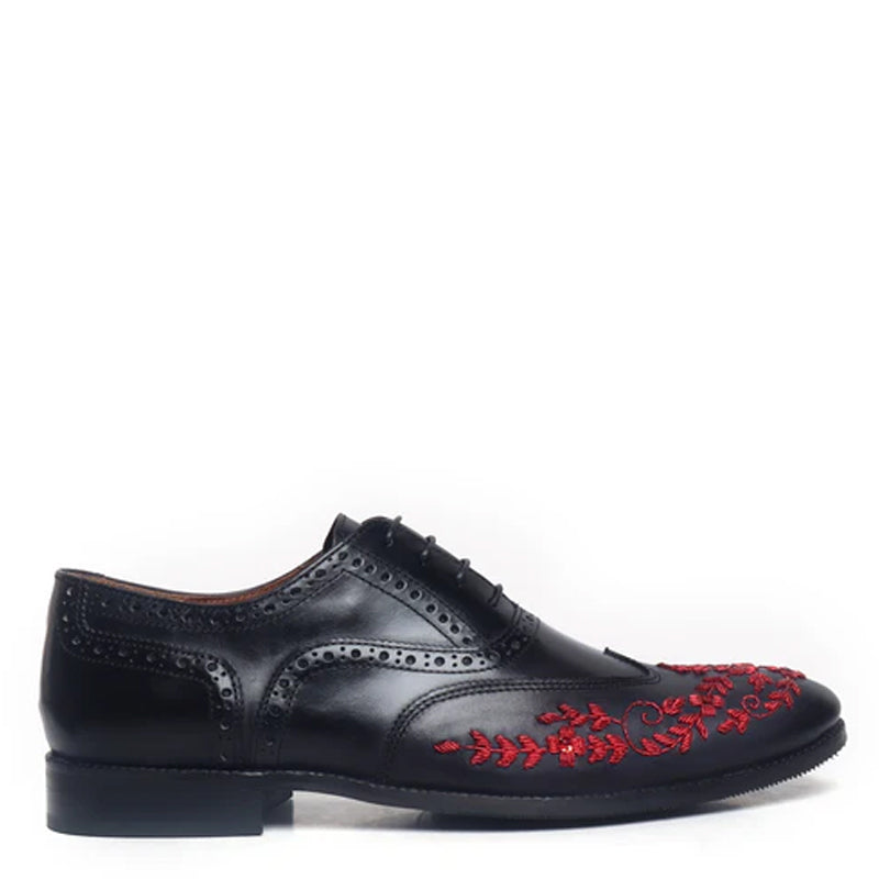 Leather Lace Up Wingtip Shoes For Men