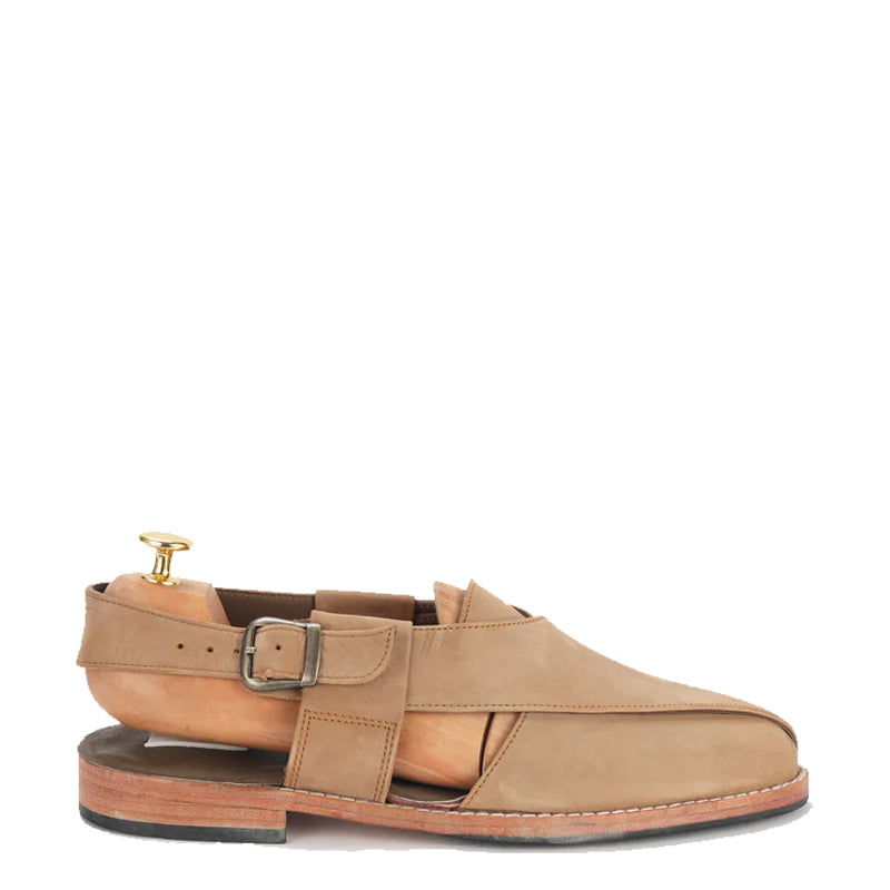Ethnic Suede Leather Comfort Peshawari Beige Sandal